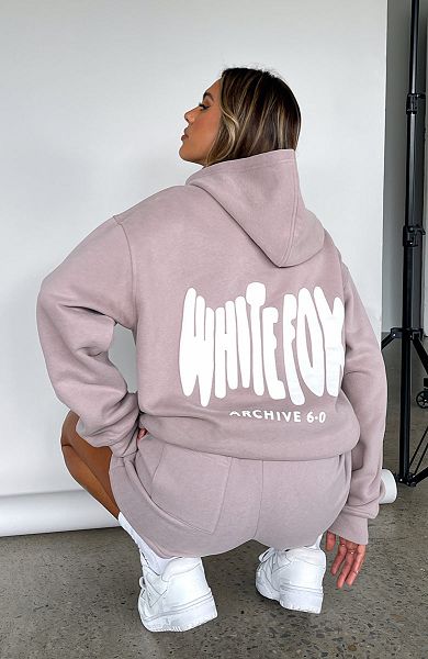 Grey / White White Fox Boutique Archive 6.0 Oversized Hoodie | US_10684NCLV