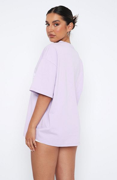 Lavender White Fox Boutique Leisure Series Oversized T-shirt | US_48903LWMU