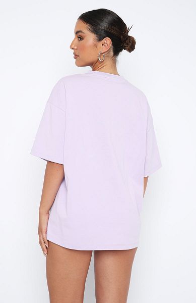 Lavender White Fox Boutique Leisure Series Oversized T-shirt | US_48903LWMU