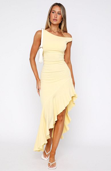 Lemon White Fox Boutique Everybody Loves It Maxi Dress | US_71528HVZE