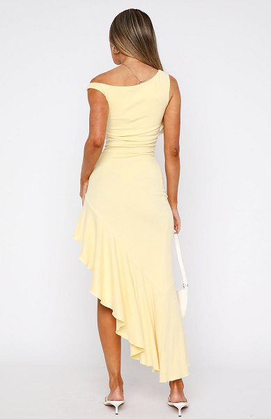 Lemon White Fox Boutique Everybody Loves It Maxi Dress | US_71528HVZE