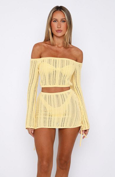 Lemon White Fox Boutique Perfect Timing Crochet Mini Skirts | US_10479DCKE