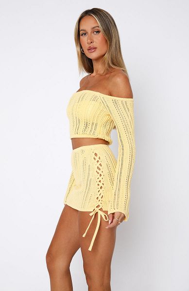 Lemon White Fox Boutique Perfect Timing Crochet Mini Skirts | US_10479DCKE