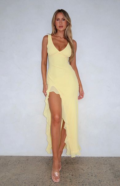 Lemon White Fox Boutique Tell Me Everything Maxi Dress | US_39051XLRM