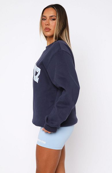 Navy White Fox Boutique Decade Classics All Time Oversized Sweaters | US_94851NIUC