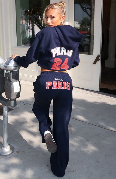 Navy White Fox Boutique Team Paris Track Pants | US_63905VLGO