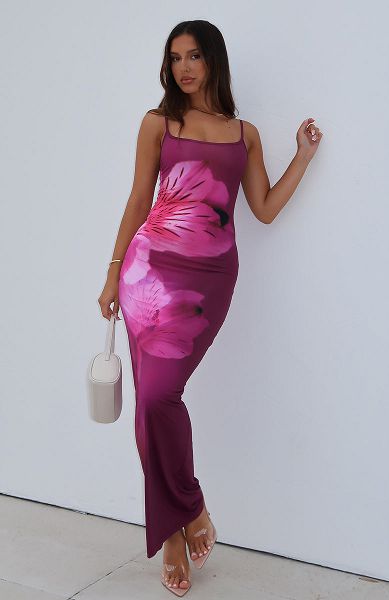 Pink / Burgundy White Fox Boutique Feeling The Heat Maxi Dress | US_16034XPBR