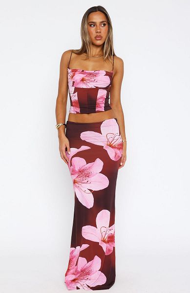 Pink / Burgundy White Fox Boutique Sweet Salutations Maxi Skirts | US_93127XFSL