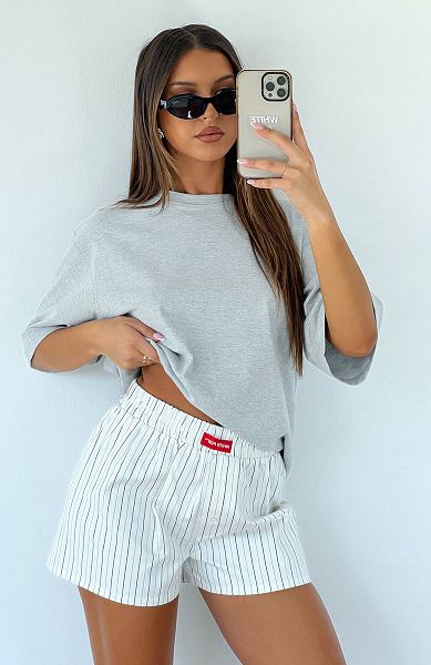 White White Fox Boutique Turn You Around Striped Shorts | US_69534CHPU