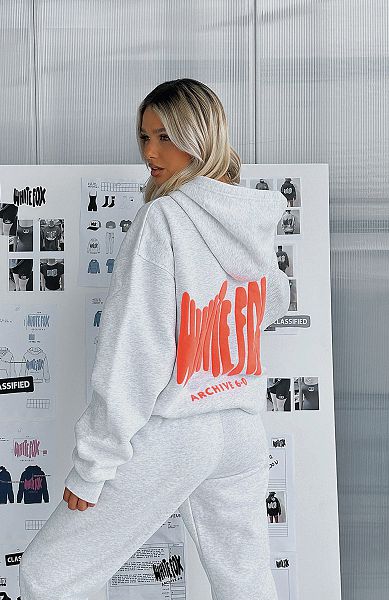 White / Orange White Fox Boutique Archive 6.0 Oversized Hoodie | US_98347ZNWT