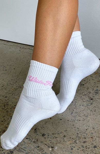 White / Pink White Fox Boutique Season 7 Socks | US_56741KAZR